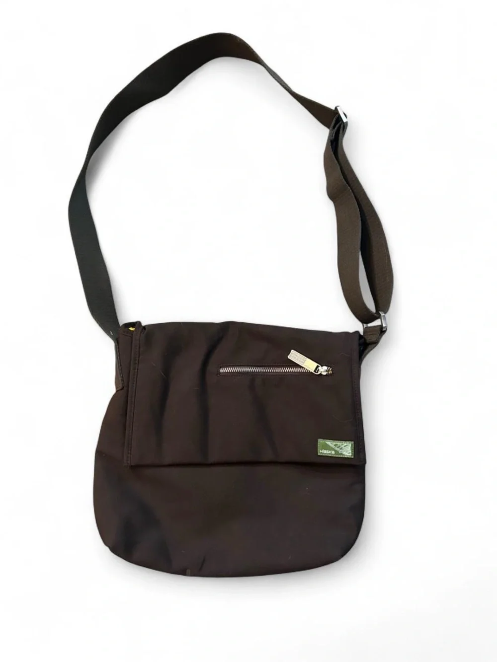 VINTAGE HLASKA BROWN CANVAS MESSENGER CROSSBODY BAG